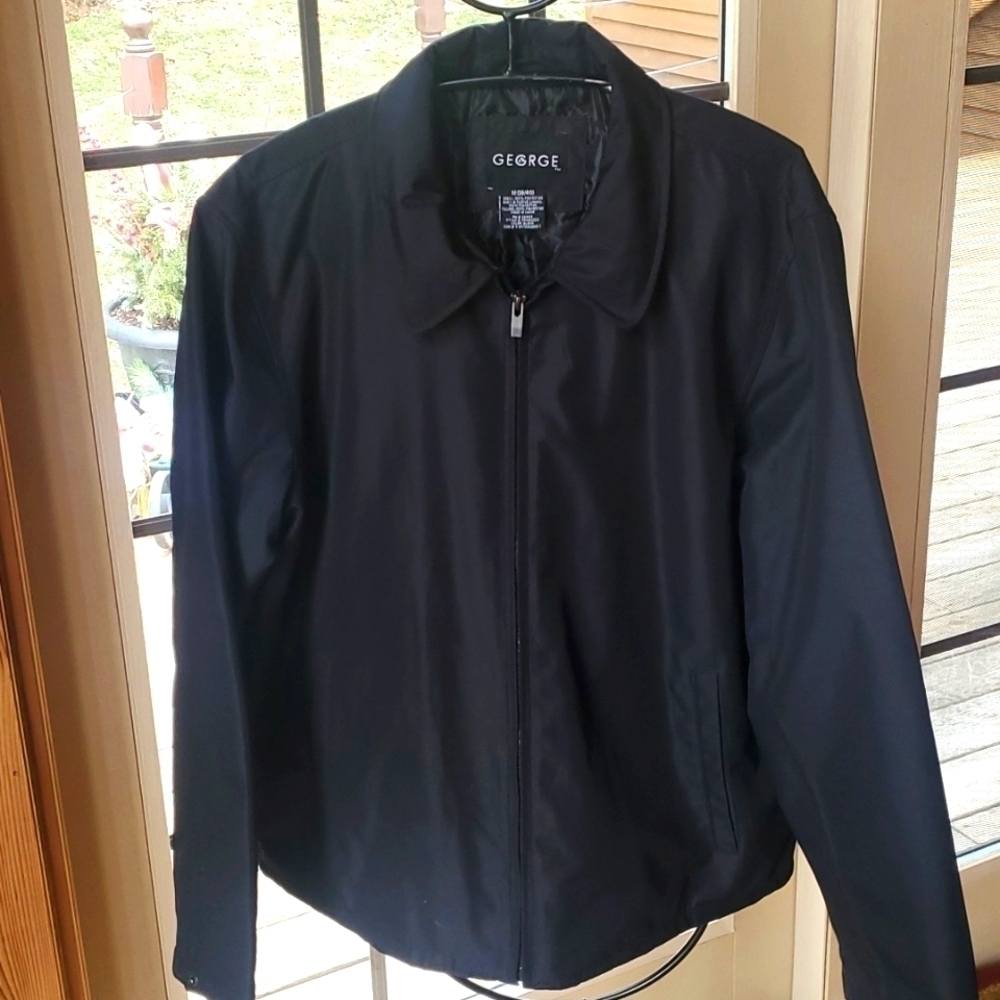 George Black Quilted Lined Full Zip‎ with Pockets Sz. M Jacket